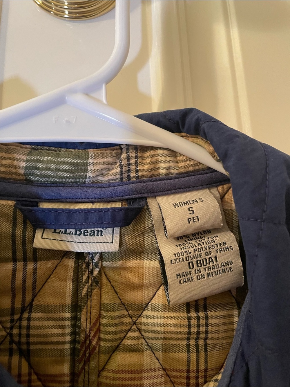 L.L. Bean Quilted Navy Button-Front Puffer Jacket - Picture 2 of 6
